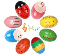 8 Pièces Oeufs de Paques en Bois, Oeuf Musique Percussion Enfant, Oeufs de Pâques Colorés, Oeufs en Bois, Jouet Musical en Bois Bébé, Oeuf de Paques a Decorer pour Paniers de Pâques, Cadeaux de Pâques