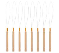 8 Pièces Outil de Boucle à Cheveux en Bois et Acier Inoxydable | Enfileur de Perles, Crochet à Cheveux Cousu, pour Extensions et Mèches, Usage Salon ou Services Extérieurs