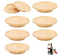 8 Pièces Ouvercle de Verre à Vin en Bois, Couvercles de Verre à Boire en Bois, Assiette Charcuterie en Verre à Vin, Accessoires pour Fêtes Plateaux pour Amuse-Bouches et Desserts.
