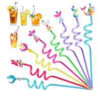8 Pièces Paille Enfant,Sirène Pailles Bouclées de Fête,Sirènette Straws Spirale pour Fête D'anniversaire,Queue de Sirène Pailles en Plastique pour Boire,pour Les Mariages,Fêtes,Décoration de Cocktail