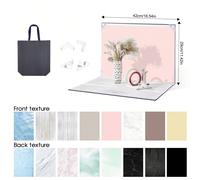 8 pièces Panneau d'arrière-plan photo pour photographie de produits - 16 motifs, kit de fond de bureau en carton pour bijoux, aliments et plus - inclut un sac de rangement, petite taille 40,64 x 29,21