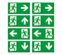 8 Pièces Panneau Sortie Secours Flèche Directionnelle 300 X 150mm | Panneaux Sortie de Secours Photoluminescent Autocollant PVC Panneaux Réfléchissants Indiquant les Issues de Secours