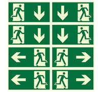 8 Pièces Panneaux De Sortie De Secours, Plaque De Issue Der Secours, 300 X 150 Mm Panneau De Sortie De Secours Luminescent, Réfléchissant Autocollant Panneau Sortie Secour Pour Extérieur Et Intérieur