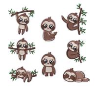 8 Pièces Patch Paresseux Repasser, Cute Sewing Applique for Jackets, Hats, Backpacks, Jeans, DIY Accessories