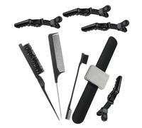 8 Pièces Peigne de Coiffage Noir à Queue Métallique, Dents Doubles
