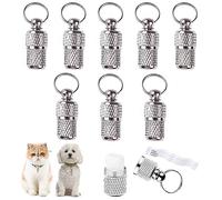 8 Pièces Pendentif Identification Chien, Anti-Perdue Pendentif Identification, Tube d'Étiquette d'Identification, Étiquettes d'identification Chat, pour Chien Chat Animaux de Compagnie Argent