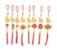 8 Pièces Pendentif Zodiaque Année du Chèvre 2027, Décor Traditionnel | Plastique et Polyester, Ornement Compact pour Rétroviseur, Bonsaï, Coin Maison, Nouvel An Lunaire