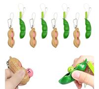 8 Pièces Pendentifs Squeeze Toys, Porte-clé De Haricot Pois Jouet Pression, Edamame Arachide en Forme De Haricot Fidget Toys, Anti Stress Réduit L'Anxiété Et Le Stress, pour Enfant Adultes