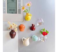 8 Pieces Petit Vase À Plant Magnétiques pour Frigo, Vases Magnétiques pour Réfrigérateur, Jolis Vases À Fleurs en Céramique 3D Magnet Frigo, Aimants Décoratifs Colorés Drole