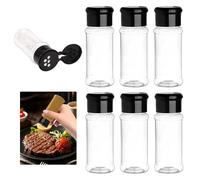 8 Pièces Petite Pots à épices en Plastique, 100 ml Conteneurs de Pots à Epice avec Couvercle et 5 Trous, Réutilisable Rondes Bocal à épices, pour épices, Sel, Poivre, Poudre, Herbes et Poudres