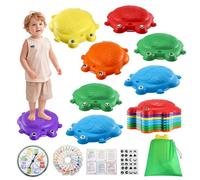 8 Pièces Pierres d'Équilibre pour Enfants, Antidérapantes en Forme de Grenouille, Parcours de Motricité pour Aire de Jeux