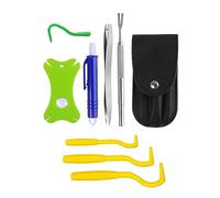 8 pièces Pince à tiques avec étui en cuir Portable Tire-poux Kit d'outils en acier inoxydable pour enlever les tiques d'animaux de compagnie Réutilisable pour chiens et chats