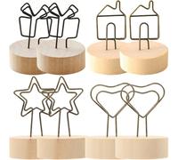 8 Pièces Pince Mémo Photo en Métal et Bois, Support Décoratif Chic | Cartes de Visite et Notes, Style Simple Romantique, Usage Bureau ou Événement, Décoration Réutilisable