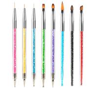 8 Pièces Pinceaux Nail Art Ongles, Pinceau French Manucure, Pinceaux en Détail à Ongles, Pinceau Nail Art et Dotting Tool pour Déco Ongle Nail Art et Gel