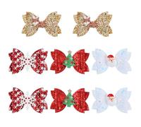 8 Pièces Pinces à Cheveux avec Nœud de Noël Pinces Crocodile à Paillettes Pinces à Cheveux en Bois de Cerf Accessoires de Cheveux de Noël pour Filles Femmes Elan Gros Noeuds de Cheveux