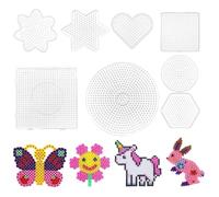 8 Pièces Plaque de Perle Carrée,Carré de Perle de Fusible,Ensemble de Planche de Perles,Perles à Repasser en Plastique,Plaque à Perles Petite Transparente,Panneau de Perles en Plastique (A2)