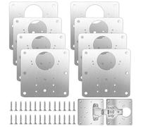 8 Pièces Plaque Reparation Charniere Porte 9x9 cm, Acier Inoxydable Kit de Réparation Charnière Meuble Platine pour Charniere Porte Placard avec 64 Vis pour d'Armoires, Meubles, Fenêtres, Boîte