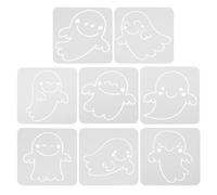 8 Pièces Pochoir Fantôme Halloween PET Réutilisable | Souple, Blanc, Facile à Ranger, pour Bricolage DIY et Projet Créatif, Usage Décoratif Simple