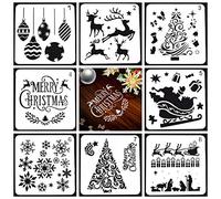 8 Pièces Pochoirs de Peinture Creux Outil de Modèle de Dessin de Noël pour Art Décoration d ' Intérieur Carte Réutilisable Enfant Pochoirs de Journal Lavables