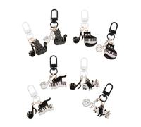 8 Pièces Porte-clés Musical Chaton en Alliage, Motif Pendentif