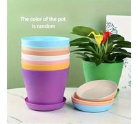 8 pièces Pots de fleurs en résine plastique multicolore à fond ouvert, convient pour le balcon, la saison de la lune, les plantes vertes, les plantes succulentes 8 pièces,Petite taille (hauteur 10 cm)