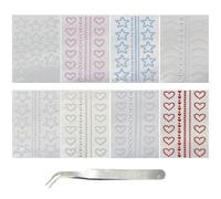 8 Pièces Pour Le Visage, Autocollants En Strass Et 1 Morceau De Boulettes, Visage-Make -Up -Up Autocollant Sur Le Visage, Colle En Strass Brillante, Autocollants Décoratifs Créatifs