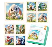 8 Pièces Puzzles en Bois Enfant,Puzzle Enfant Set Jouets Montessori Enfants 2 3 4 5 Ans,Puzzle Bois Enfants,Jeux Éducatif Préscolaire pour Garçon Filles Cadeau Noël d'anniversaire(Animal)
