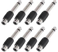 8 pièces RCA vers 6,35mm adaptateurs,RCA Femelle vers TS 1/4"" Mono mâle convertisseur connecteur Audio Prise plaqué Or pour Table de mixage,ampli,Caisson de Basses