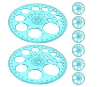 8 Pièces Règle Géométrique Circulaire 360° en Plastique Bleu | Échelle Lisible, Bords Lisses sans Bavure, Usage t Architecture, pour Papier et Carton