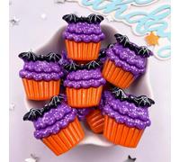 8 Pièces Résine Mignon Coloré 3d Fantômes Chauve-Souris Gâteau Citrouille Hibou Tête De Crâne Figurines Flatback Pierre Décor Bricolage Halloween Scrapbook Artisanat--4