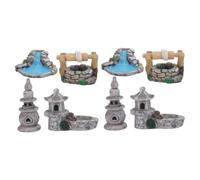 8 Pièces Résine Puits D’eau Miniature Décoratif Style Chinois Vintage | Bassin Féerique ou Salon, Scène DIY, Ornement Asiatique, Tour Mini, Ambiance Jardin