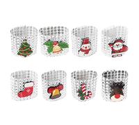 8 Pièces Ronds De Serviette Père Noël Ronds De Serviette Bonhomme De Neige Porte-Anneaux De Père Noël Porte-Serviettes De Décoration De Noël Diamant Perceuse à Mailles