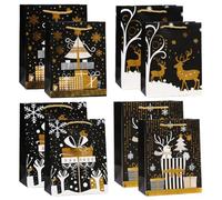 8 Pièces Sacs De Cadeau De Noël,Sacs à Friandises De Noël Avec Poignées,Sac D'emballage Réutilisables Pour Cadeaux,2 Tailles Assorties,Sac En Carton Blanc,Pour Nouvel an Et Fête (A)