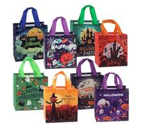 8 Pièces Sacs Fourre-Tout Halloween avec Poignées, Réutilisable Sacs Non Tissés Halloween, Imperméable Halloween Trick or Treat Sacs, Trick or Treat Bags pour Emballer les Cadeaux
