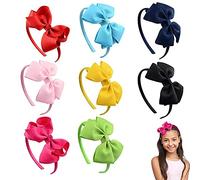 8 Pièces Serre-têtes avec Nœud, Serre-tête Filles Enfants, Bandeaux avec Arc, Bandeau Filles pour Enfants, Multicolore