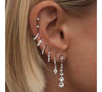 8 pièces/set Boucles d'oreilles avec un seul clip & un ensemble de boucles d'oreilles, design minimaliste et élégant, convient pour les sorties du soir, les fêtes et le port quotidien des dames Cuivre