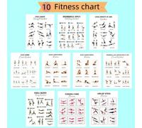 8 pièces Set d'affiches d'entraînement complet du corps, guide d'exercices de fitness avec photos imprimées, en papier, 8"X10" sans cadre, plan d'entraînement à la maison pour les jambes, le tronc, le