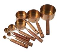8 Pièces Set de Cuillères Doseuses Inox et Bois, Emboîtables