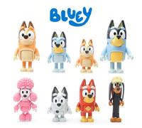 8 pièces/set Figurines d'action mignonnes de la famille et des amis de Bluey, de 5 à 8 cm. Collection de modèles de Christine Heeler Bingo Bandit Chilli Muffin Cupcake Heeler pour décoration de bureau