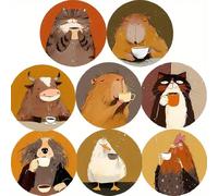 8 pièces/set nouveaux dessous de verre en bois à la mode, design d'animaux mignons, convient pour le salon, la cuisine, la salle à manger, les espaces professionnels, cadeau Taille UniqueAnimal,Blocs