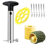 8 Pièces Set Outil Ananas Cuisine 2ème Génération Coupe Ananas Éplucheur Ananas Professionnel 1 Coupe et 6 Fourchettes en Acier Inoxydable Idéal pour Fêtes Familiales et Pique-niques
