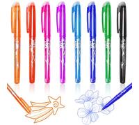 8 Pièces Stylos Effaçables Colorés, 0.5mm Stylo Gomme, Stylo Bille Effaçable, Stylo Encre Effaçable pour Étudiant Bureau Peinture - 8 Couleurs
