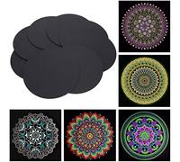 8 pièces tableau de peinture Mandala rond noir peinture carton papier Mandala pour Mandala pointage peinture et dessin