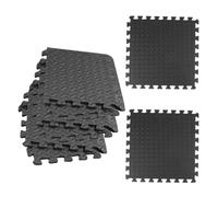 8 Pièces Tapis de Sol Puzzle EVA Noir Emboîtable | Assemblage Facile, Surface Douce et Antidérapante, Absorption des Chocs, Motif Élégant pour Studios
