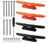 8 PièCes Taquet Amarrage,Taquet Amarrage Plastique,Taquet Bateau,4" Taquet D'Amarrage | Taquet pour Bateau Canot Mouillage Pont Nylon Noir,2 Trous Base Anchor Ouvert avec Vis(2 Oranges, 2 Noires)