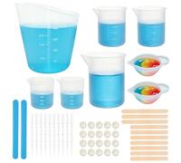 8 Pièces Tasses en Silicone pour Resine Epoxy,15ml/30ml/100ml/250ml/500ml Verre Doseur en Silicone avec 2 Bâtonnets,Réutilisable Verres Doseur Silicone pour Bricolage à Main,Laboratoire,Cuisine