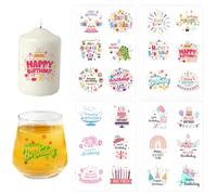 8 Pièces Tatouages Bougies pour D'anniversaire Bougie Tatouage Impression par Transfert D'eau Autocollant de Bougie pour Tasse de Bougie Cadeau DIY Joyeux Anniversaire Décoration de Bougies