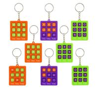 8 Pièces Tic Tac Toe Key, Porte-Clés Morpion Tic Tac Toe pour Enfants, Jouet Éducatif Miniature, Décoration Sac à Dos, Cadeau Ludique pour Anniversaire, École, Fête, Voyage, Couleurs Vives