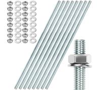 8 pièces Tige filetée M8 Tiges filetées M8 X 300mm Tige filetée Boulons filetés Acier galvanisé Écrous à filetage Bleu Zinc Tiges filetées avec 16pcs Écrous hexagonaux et 16pcs Rondelles de calage