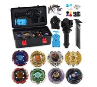 8 Pièces Toupie Vitesse Gyro Métal Combat Toupie Ensemble 4D Fusion Modèle Combinaison avec émetteur et poignée D